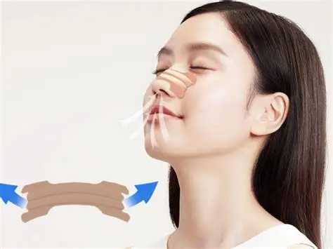 Diagram showing airflow improvement with nasal strips.