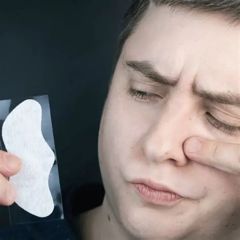 Person applying nasal strips before sleep for safe long-term use.